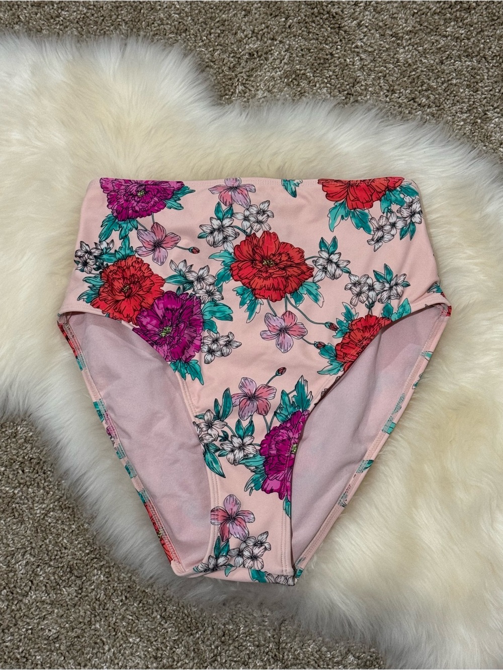 Xhilaration Women’s Light Pink Floral Tie-Back Bikini Bottom Size M